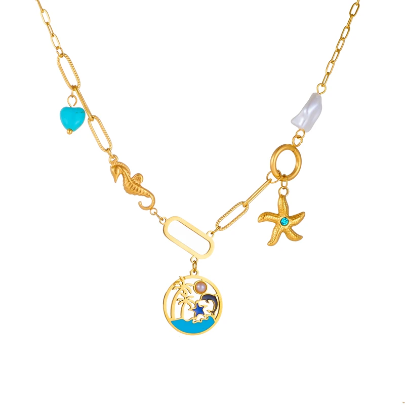 Женское ожерелье MEYRROYU из нержавеющей стали с зеленым цирконием