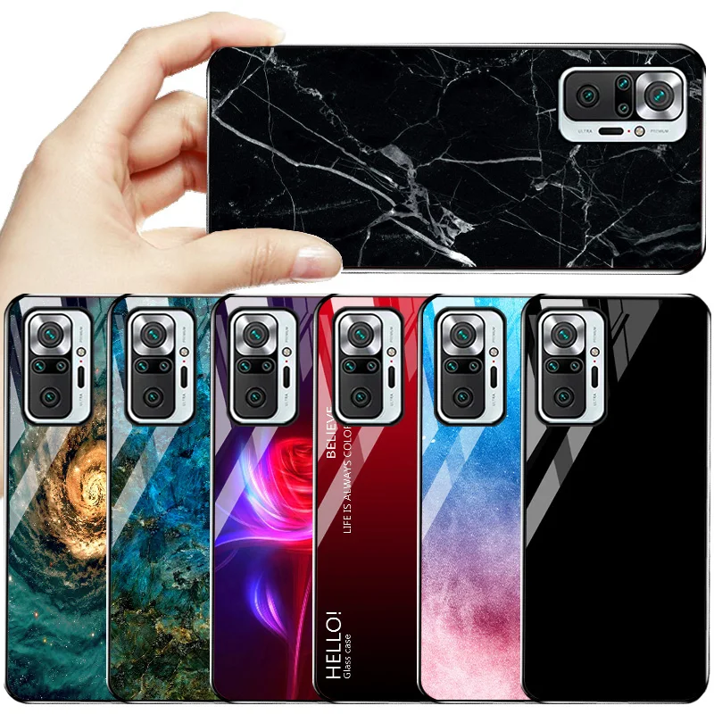 

Marble Tempered Glass Case For Xiaomi Redmi Note 11 10 9 8 7 Pro 9S 10S 11S 10C 9C 8T Poco X3NFC X4 M3 M4 F3 F4 GT F1 Back Cover