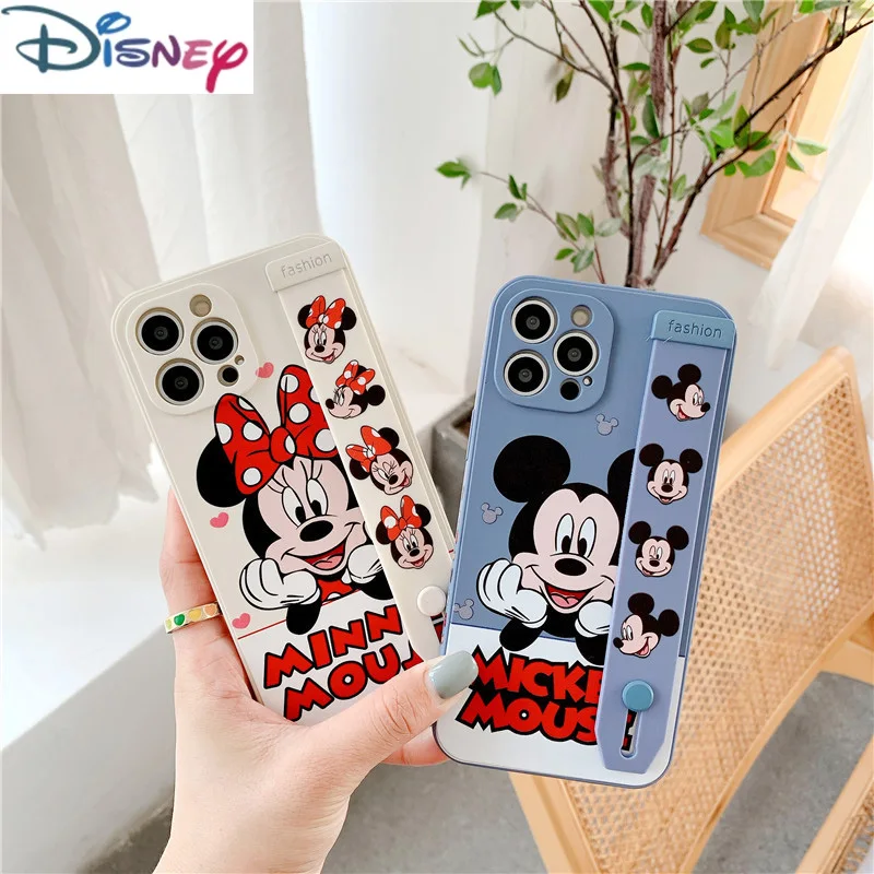 

2022 New Disney Minnie For Iphone12 13pro Mobile Phone Shell Apple 11 Cartoon 8Plus Xsmax Liquid Wrist Strap Protective Cover