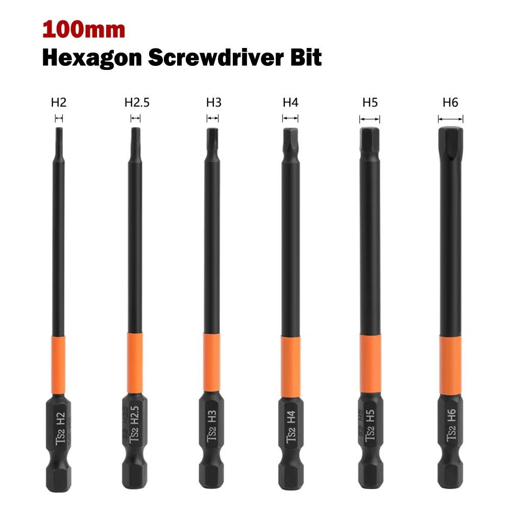 

1 Pc Hexagon Screwdriver Bit Quick Change H2-H6 Head 100mm Length 1/4'' Shank For Power Impact Screwdriver Drill Accessories