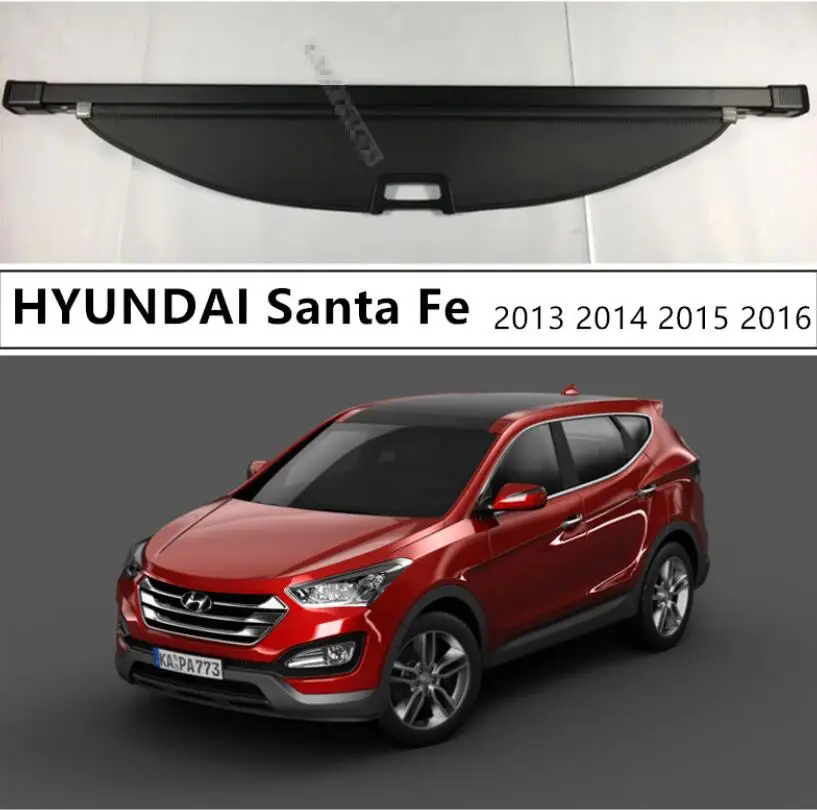 

For Rear Trunk Cargo Cover Security Shield For HYUNDAI Santa Fe 2013 2014 2015 2016 High Qualit Auto Accessories Black Beige