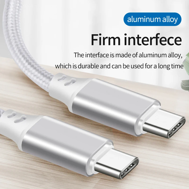 USB-C to USB-C Data Cable PD 100W 5A Fast Charger Double Type C USB Cables Male to Male For Mobile Hard Disk Type-C Laptop