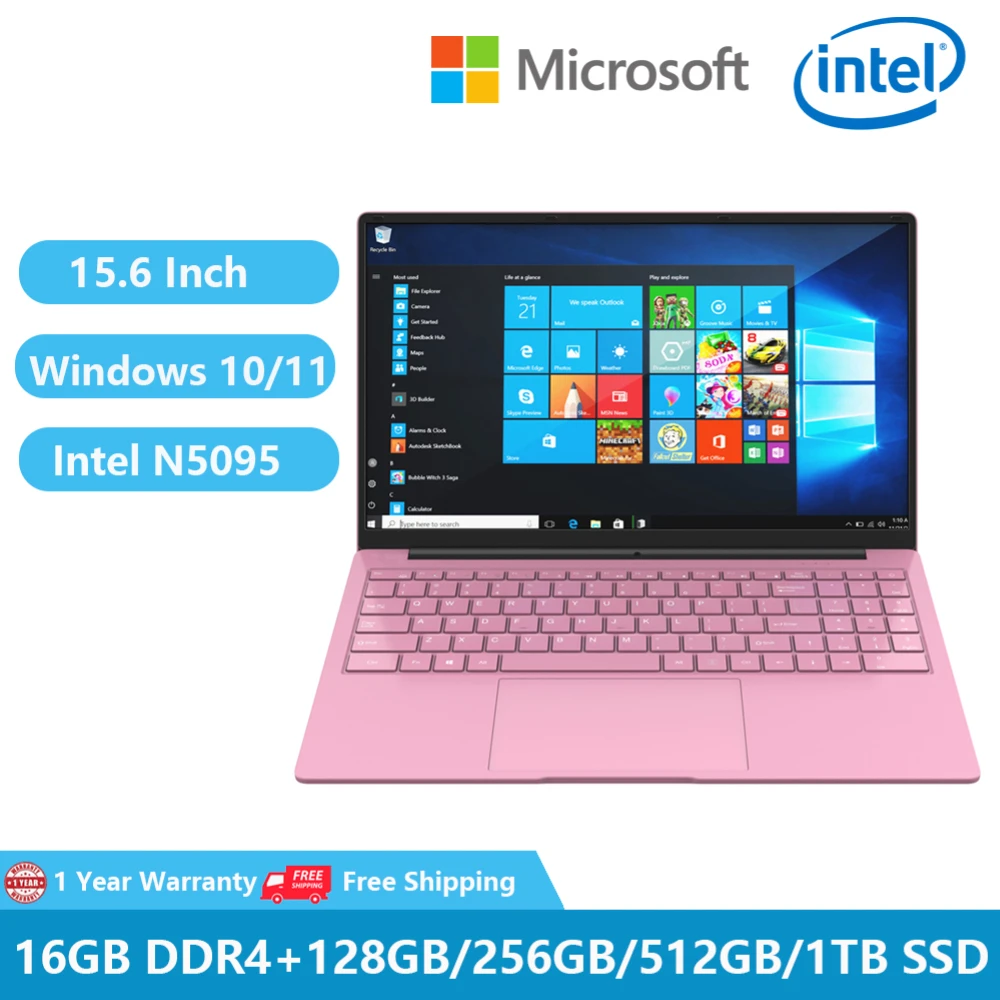 

Женские офисные ноутбуки 2023, розовые ноутбуки на Windows 10, офисные ученические ноутбуки, деловые ноутбуки 15,6 дюймов, Intel Celeron N5095, 16 ГБ + 1 ТБ, двой...