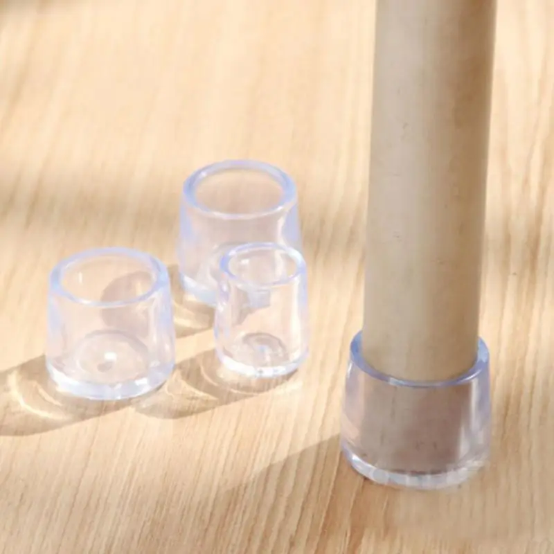 8Pcs Furniture Table Chair Leg Floor Feet Cap Cover Protector Transparent 5 sizes