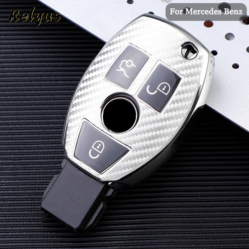 

Carbon Grain TPU Car Key Case Protector for Mercedes Benz A B C E GL S GLA GLK CLS Class AMG W204 W205 W212 W463 W176 Key Cover