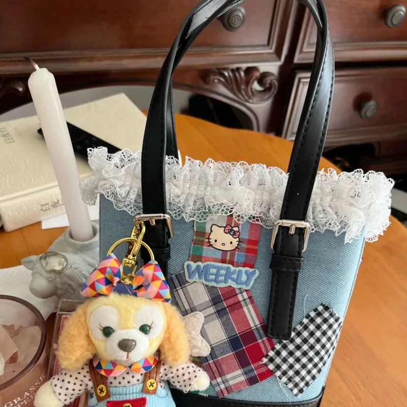 Сумка-ведро Miniso Sanrio Hellokitty Y2k ​ Кружевная лоскутная винтажная сумка с вышитыми