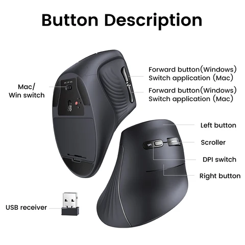 UGREEN вертикальная беспроводная мышь Bluetooth 4000DPI