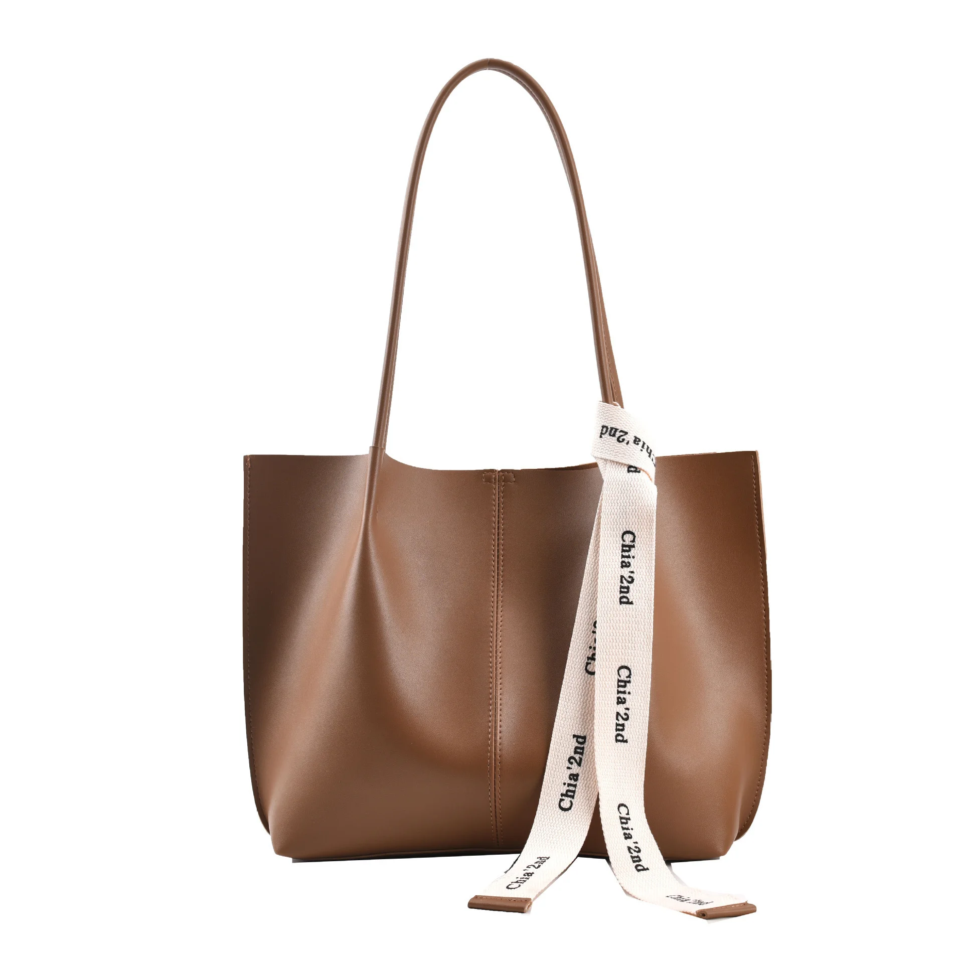 

Texture bag women's spring new fashion ribbon One Shoulder Tote high-capacity handbag commuting Classic Style