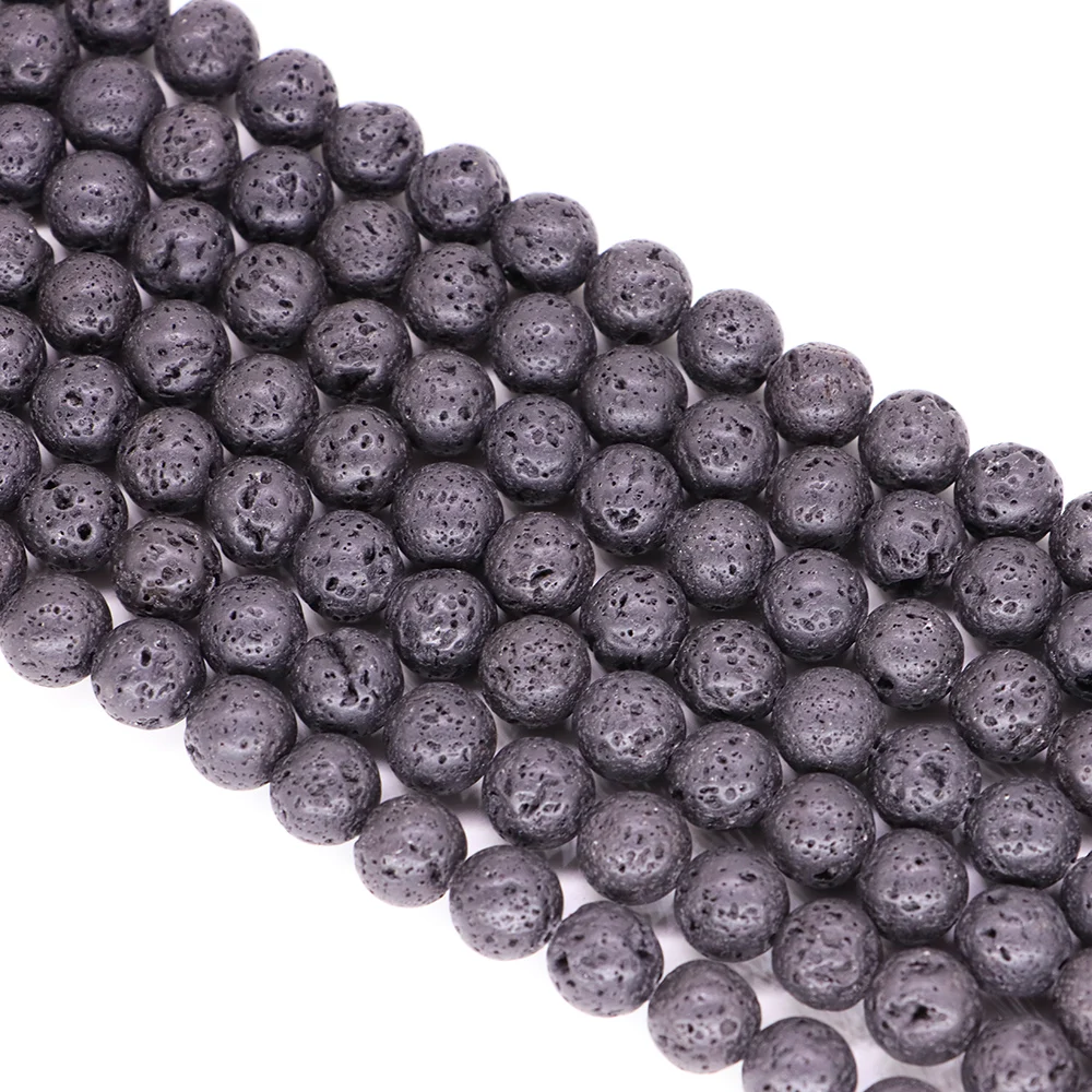 

Черная вулканическая лава, бусины 4-12 мм