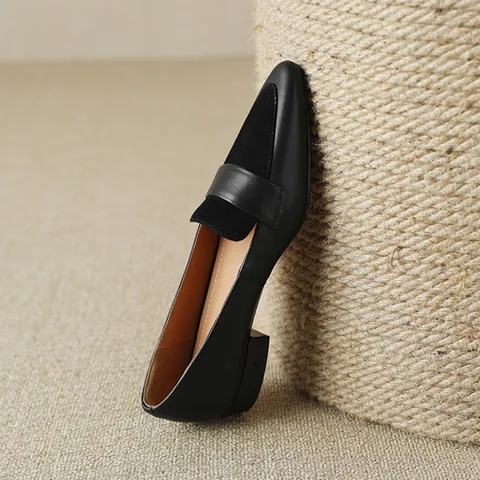 Женские туфли-лодочки на низком каблуке FEDONAS, офисные туфли из натуральной кожи с острым носком и Женская рабочая обувь, весна-лето 2024