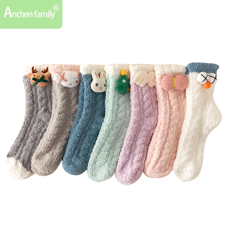 

Зимние Оригинальные милые повседневные плюшевые носки, теплые носки для сна, домашние носки, мягкие женские носки, гетры, носки