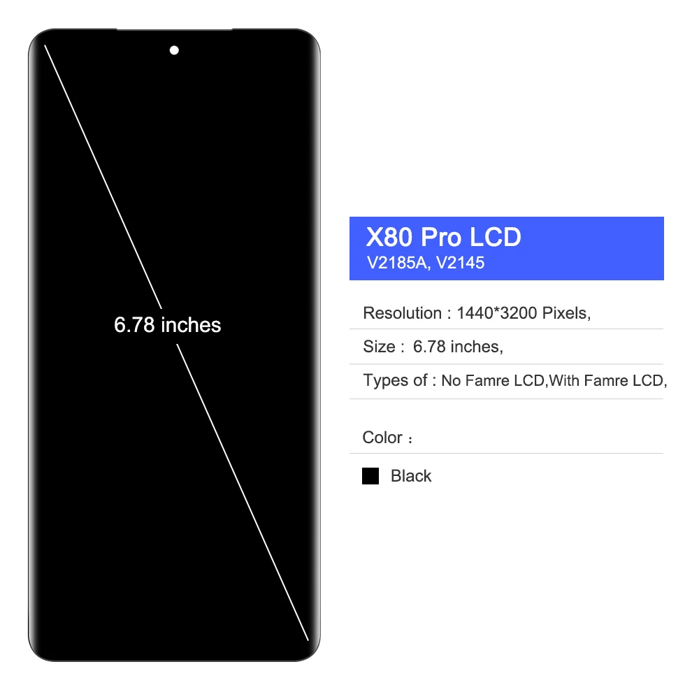 Дисплей для Vivo X80pro V2185A V2145 ЖК-дисплей с дигитайзером сенсорного экрана в сборе