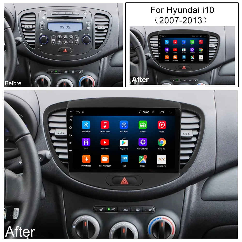Автомагнитола 2 din на Android для Hyundai Grand i10 2008-2012 автомобильный мультимедийный плеер