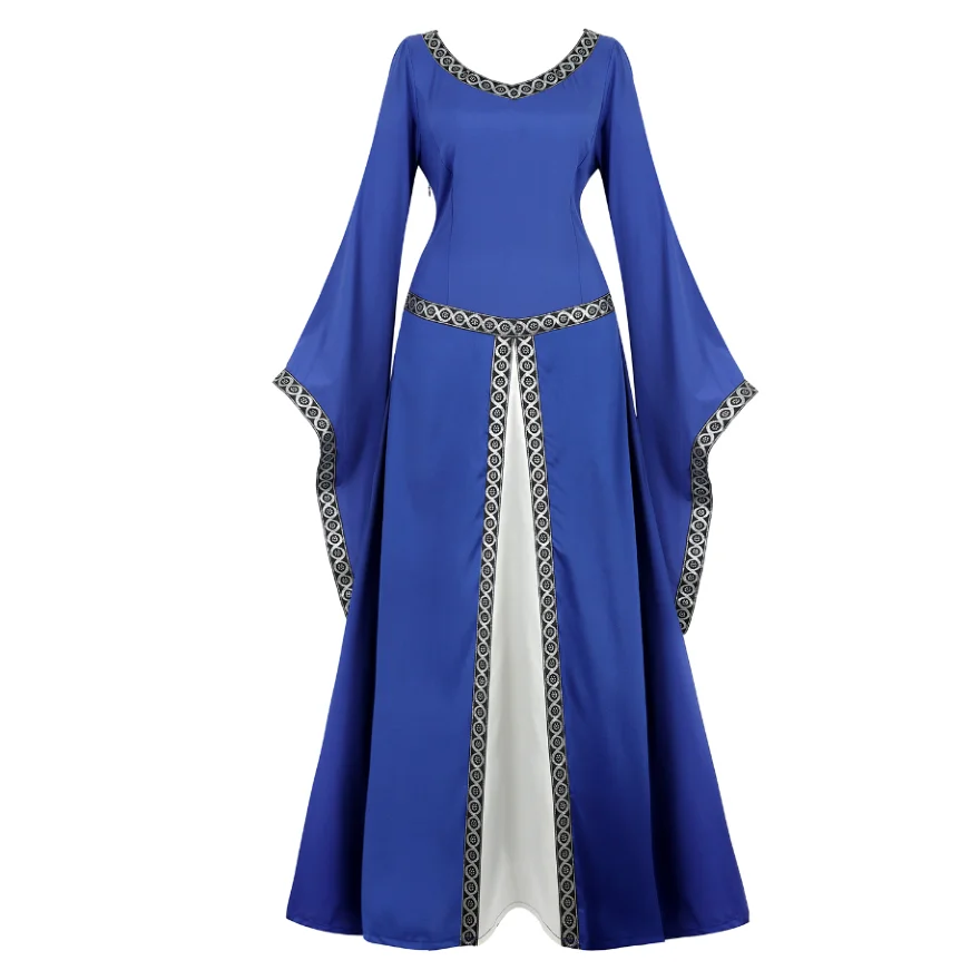 

Длинное платье средневековой эпохи Возрождения, Ирландское платье макси, элегантный женский костюм с расклешенными рукавами в стиле ретро, Дворцовый костюм для косплея