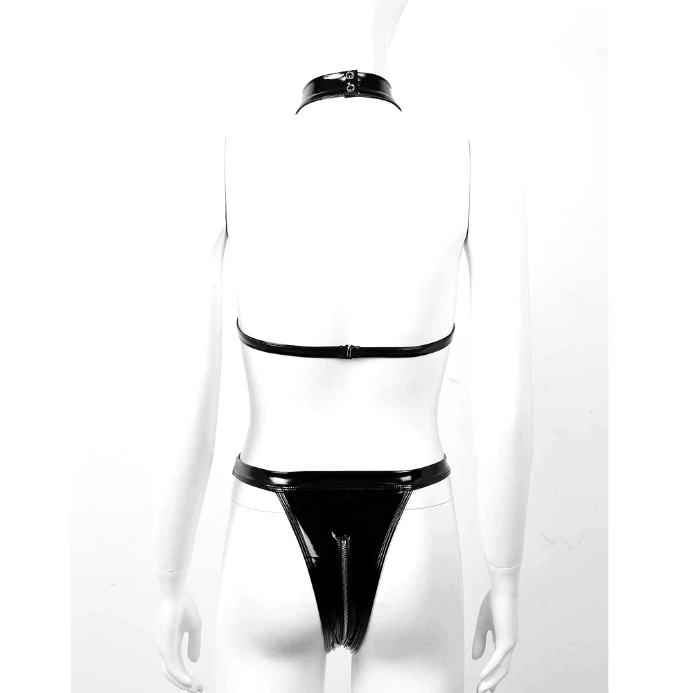 Эротическое боди с открытой спиной черный комбинезон на молнии промежностью