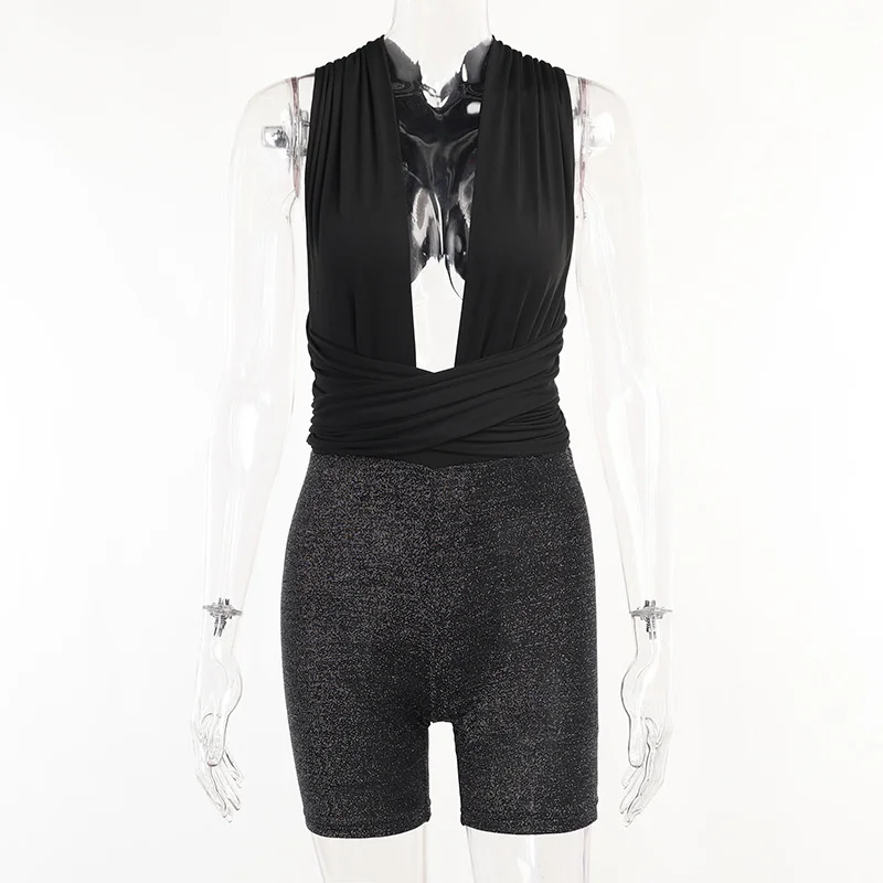 Женский Облегающий комбинезон Zoctuo летний клубный с V-образным вырезом без