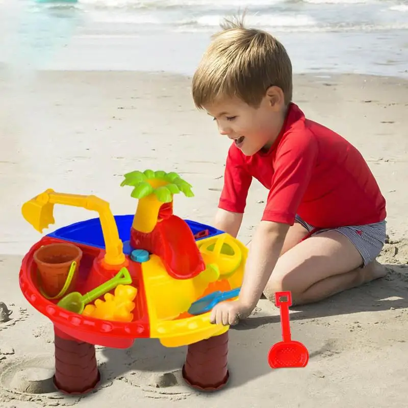 

Sand Water Table Set Kids Summer Beach Toys Outdoor Garden Sandbox For Boys Play Table Bucket Seaside Toddler Beach Toy Gift