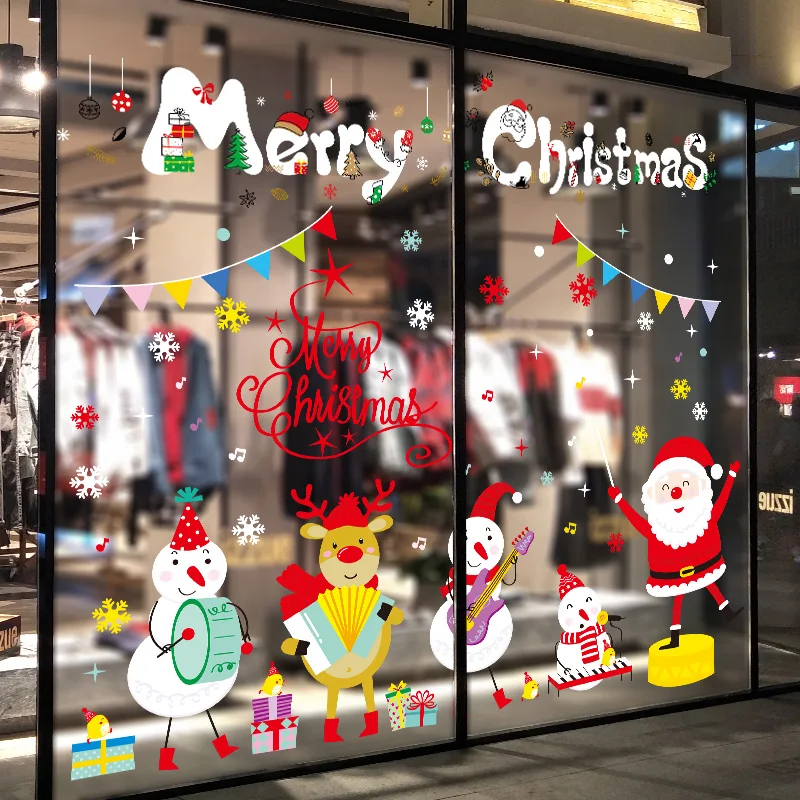 

Merry Christmas Window Sticker DIY English Words Santa Claus Wall Decals for Living Room Glass New Year Festival Home Decoration