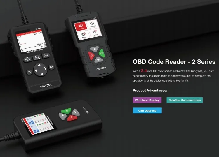 Фото Усовершенствованный OBDll-сканер YA201 для полной диагностики OBDII/EOBD (читайте/прозрачный DTC, просмотр данных на раме замораживания и т. д.) №3