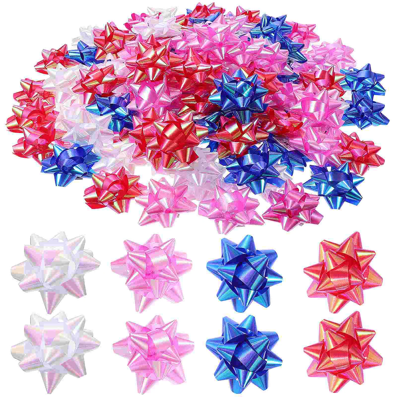 

150 Pcs Bow Tie Star Latte Christmas Ribbon Ribbons Bows Gift Wrapping Plastic Pull