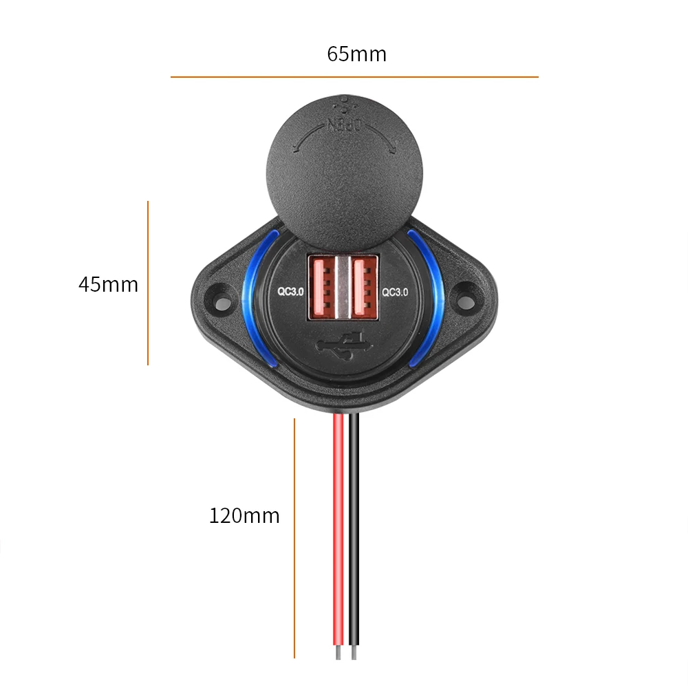Быстрая зарядка QC 3 0 двойное зарядное устройство USB розетка для телефона 12 В/24 В 36
