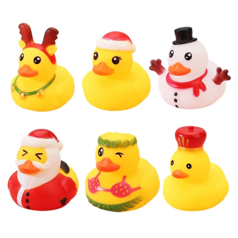 

1 шт. рождественские 5 см банные утки, плавательные планки, утки со сжимаемыми звуками, плавающие утки для детей, подарки на день рождения