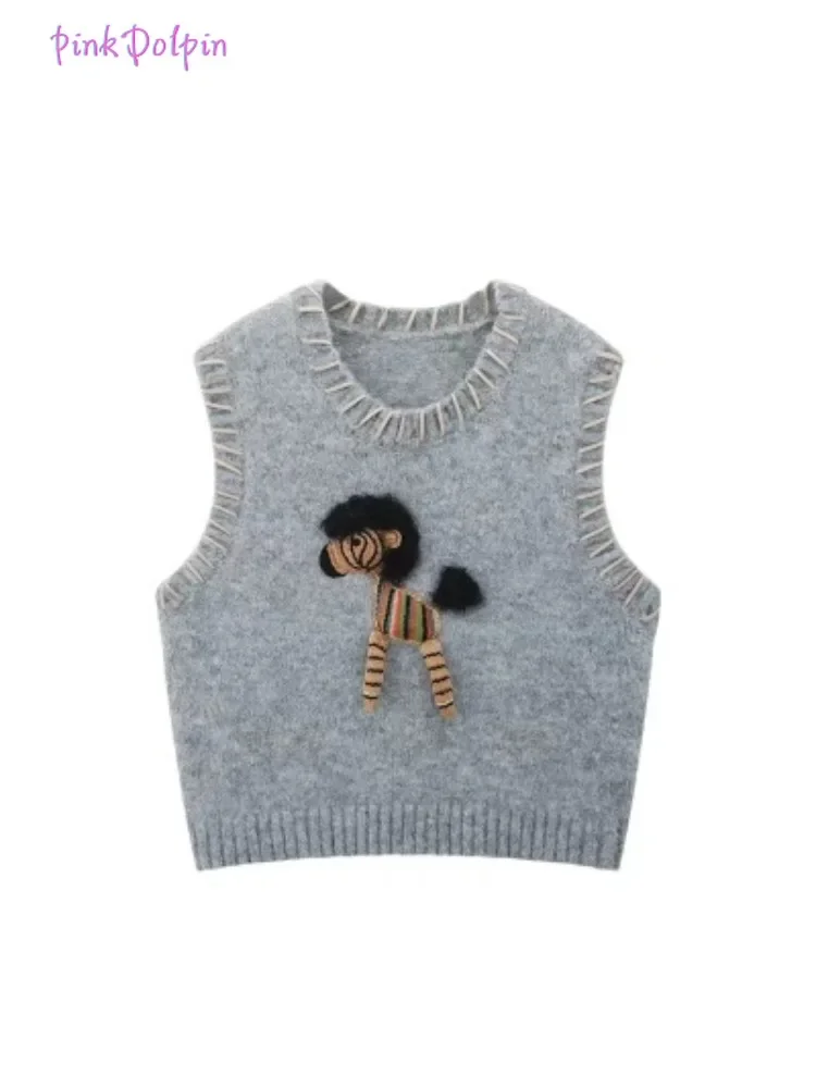 Женский вязаный жилет без рукавов повседневный винтажный свободный джемпер с