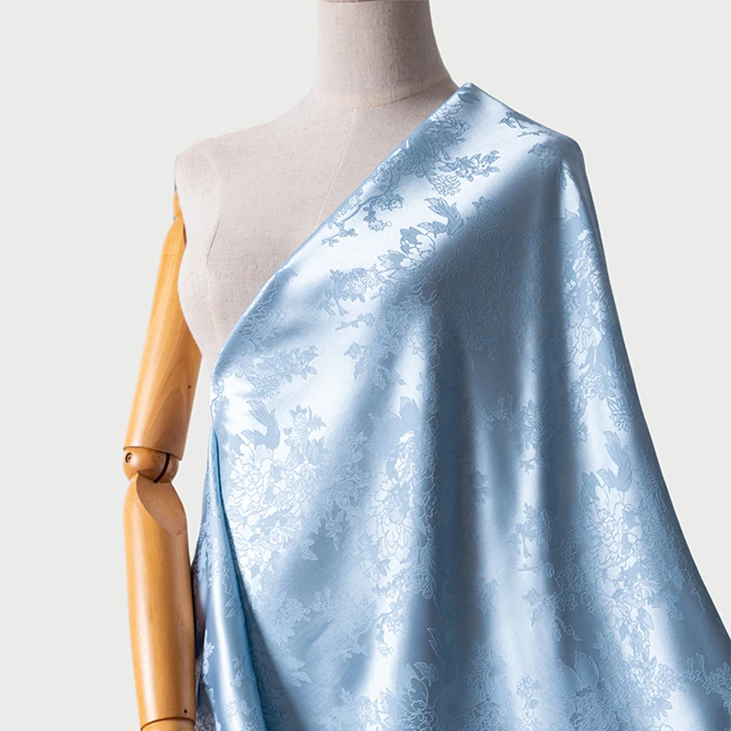 Цветочная жаккардовая атласная ткань 100x150 см парчовая Ткань для шитья одежды