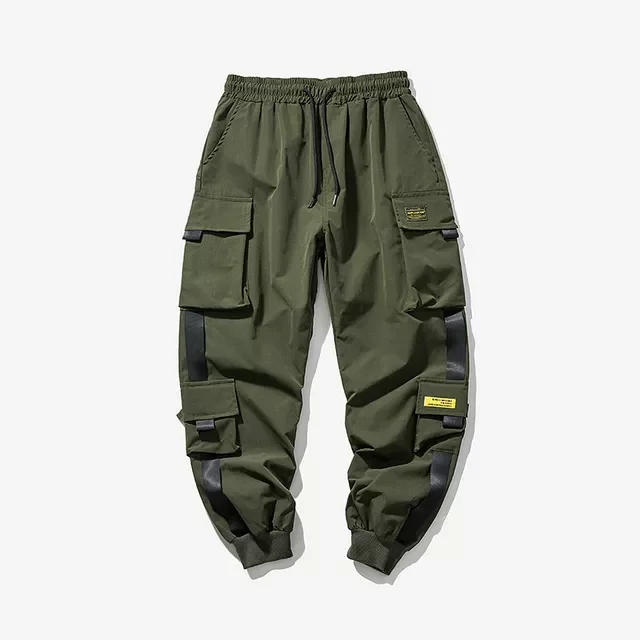 

Men Side-pocket Mens Cargo Pants Fashion Slim Ribbons Sweatpants Harem Pants Ankle-length Men Trousers Streetwear Casual Joggers