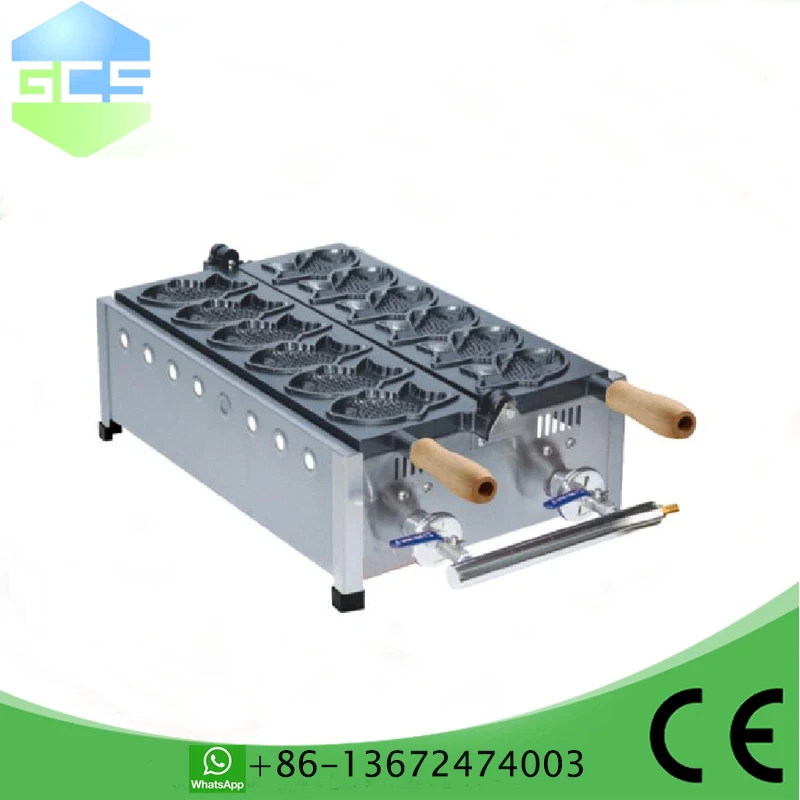 Коммерческая машина для изготовления тайяки 6 шт. вафель в форме рыбы вафельный