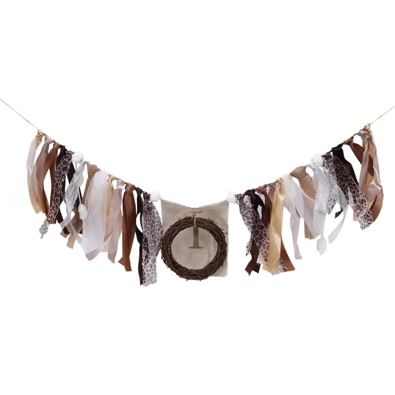

Banner Tassel Garland Birthday Party Decorations Kids Jungle Theme First 1St Birthday Baby Dinner Chair Bunting