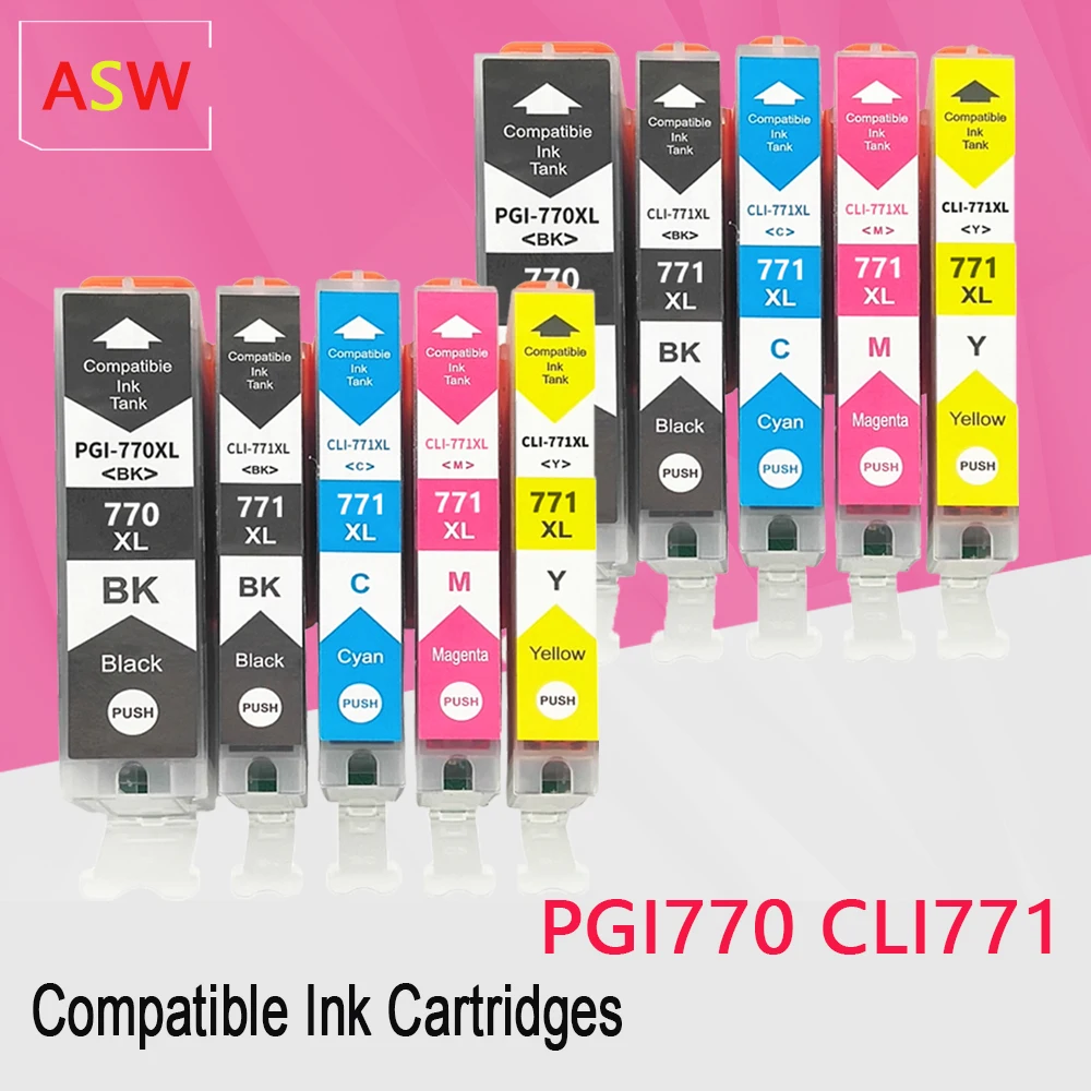 

PGI770 CLI771 Compatible Ink Cartridges for Canon PIXMA MG5770 MG6870 MG7770 Printer For Canon PGI-770 CLI-771 PGI 770 CLI 771