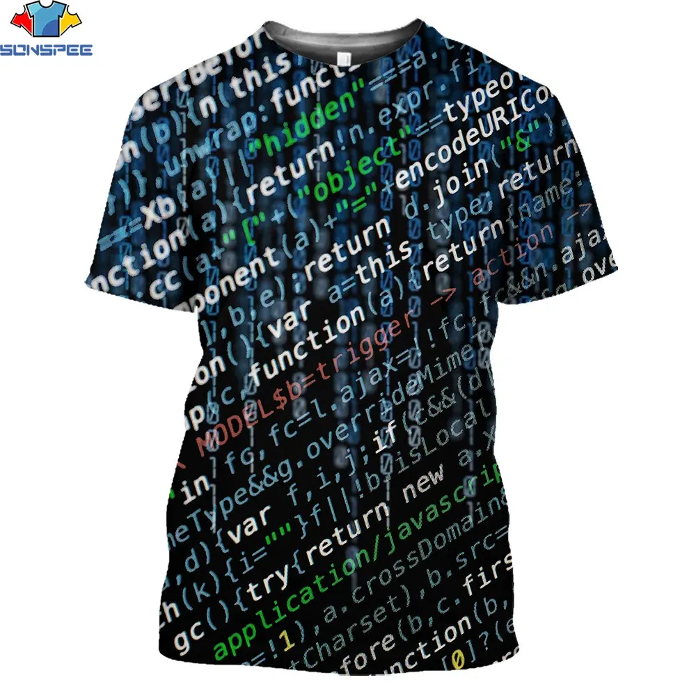 

SONSPEE 3D Print Internet Program Code Men's T-Shirt Programmer Favorite Summer Trend Harajuku Unusual Outdoor Casual Party Tees
