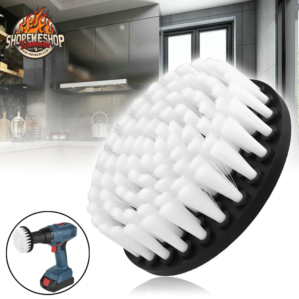 SHOREWE 5 Inch White Plasstic Soft Drill Brush Attachment for Cleaning Carpet Leather and  Sofa Wooden Furniture Dusty Brush
