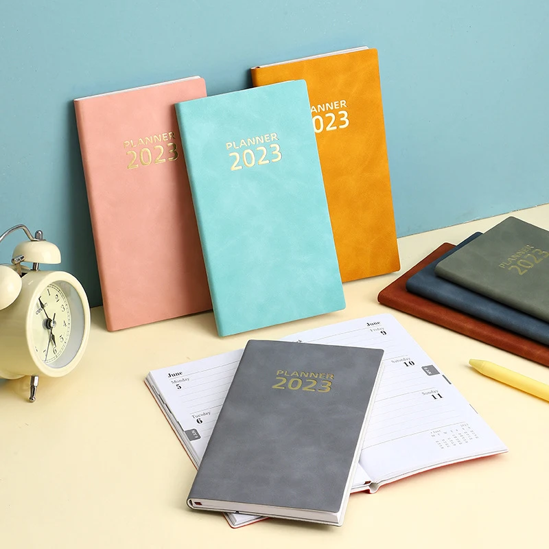 

A6 Notebook Stationery Schedule Book Faux Leather Notebook Imitation Leather Practical Portable Multi-colored Office Supplies