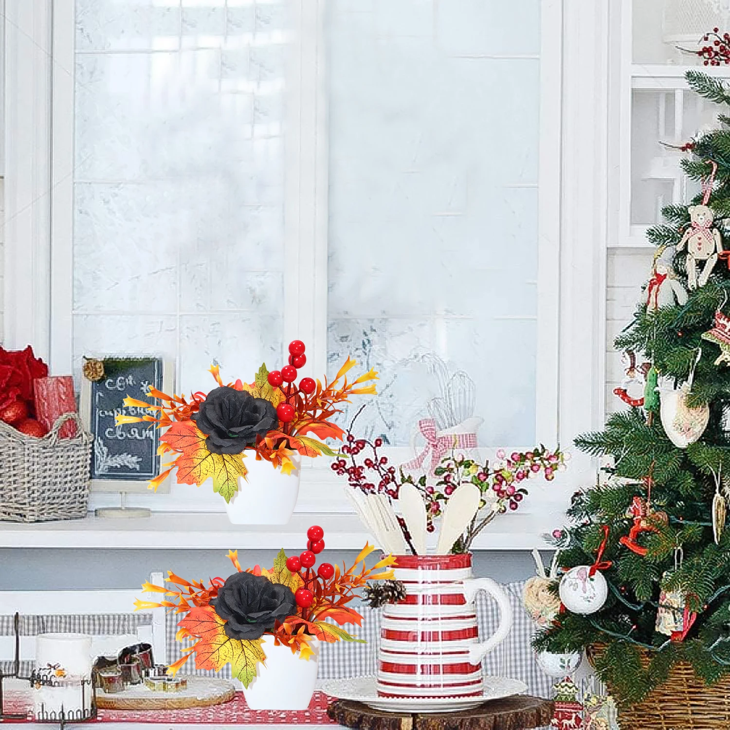 Искусственный Черный Пион для мужчин украшение в горшке подходит Хэллоуина