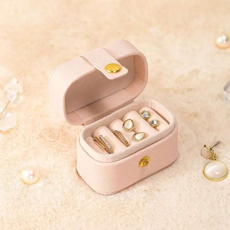 

Portable Small Jewelry Organizer Display Travel Mini Gift Case Boxes PU Leather Earring Necklace Ring Holder Packaging Box