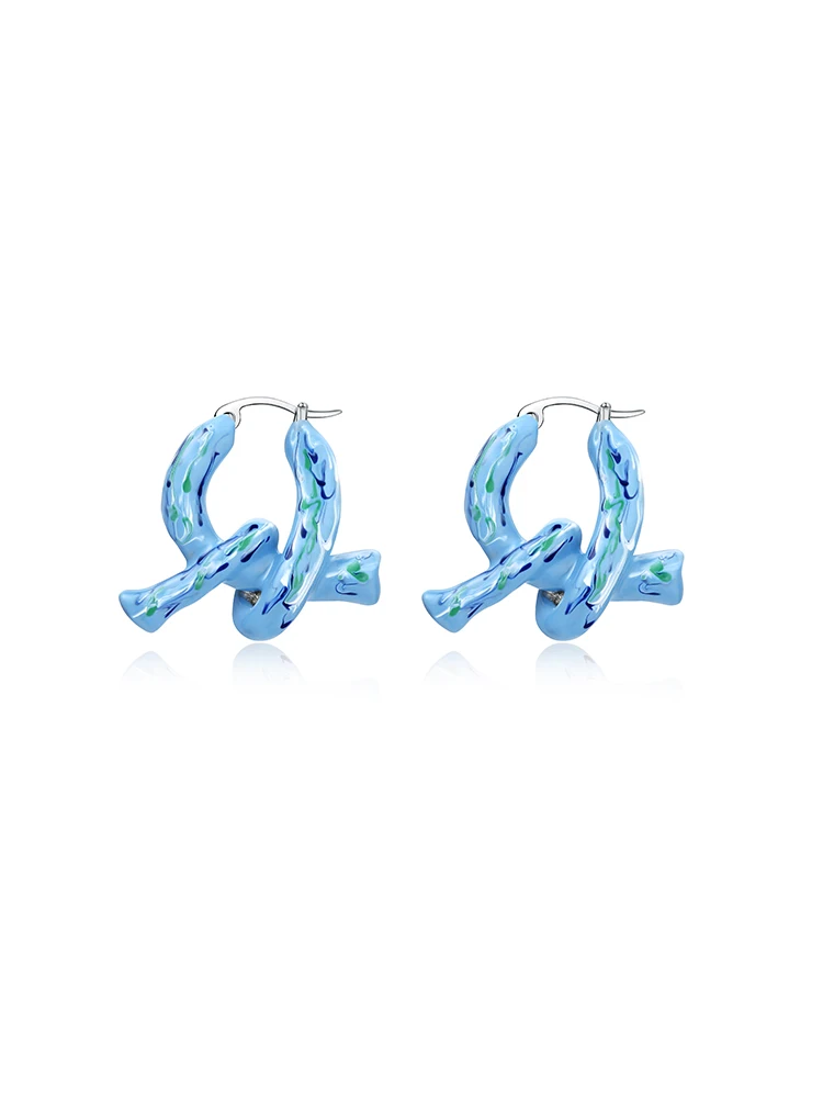 

Bowknot Enamel Drip Glazed Earrings Female Summer Advanced European and American Ins Ear Ring Personalized Temperament Earrings
