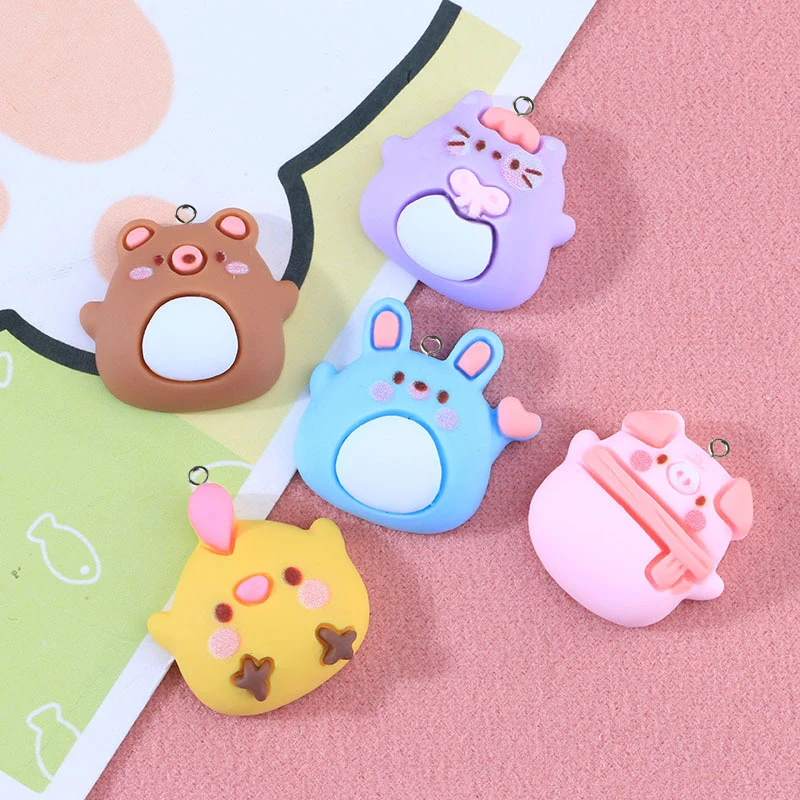 

Kawaii Cartoon Chicken Pig Resin Charms Flatback Pendant Jewelry Make Earring Necklace Fashion Accessories