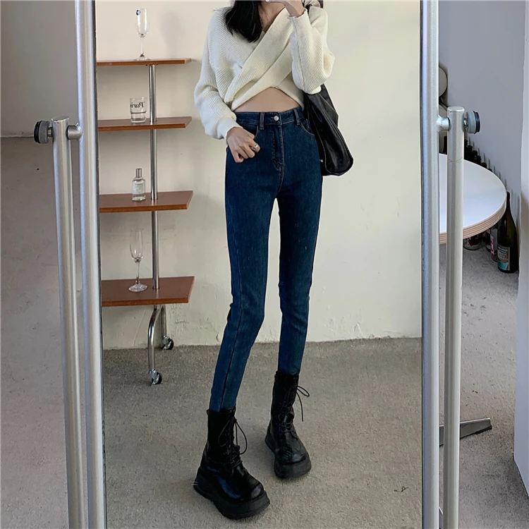 

DD2806 The new tight-fitting slim-fit all-match straight pencil feet pants jeans