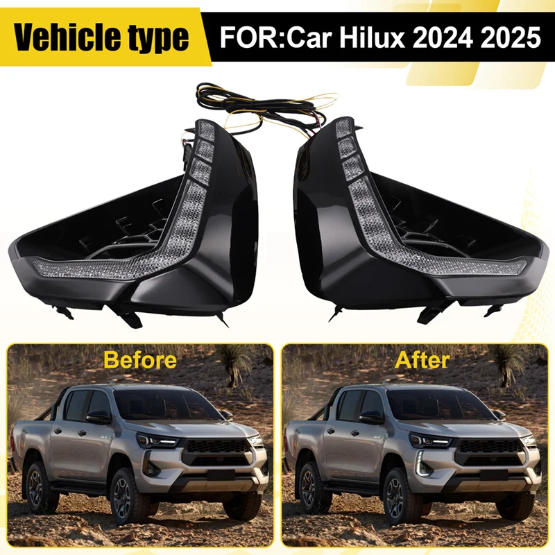 Передние светодиодные DRL дневные ходовые огни для Toyota Hilux 2024 2025 противотуманные