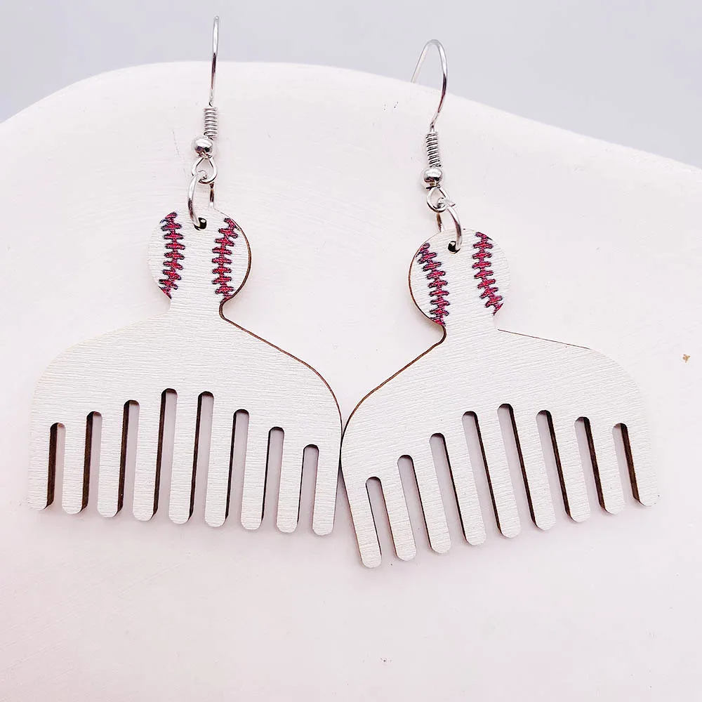 Новые винтажные деревянные серьги персонализированные в виде бейсбола регби