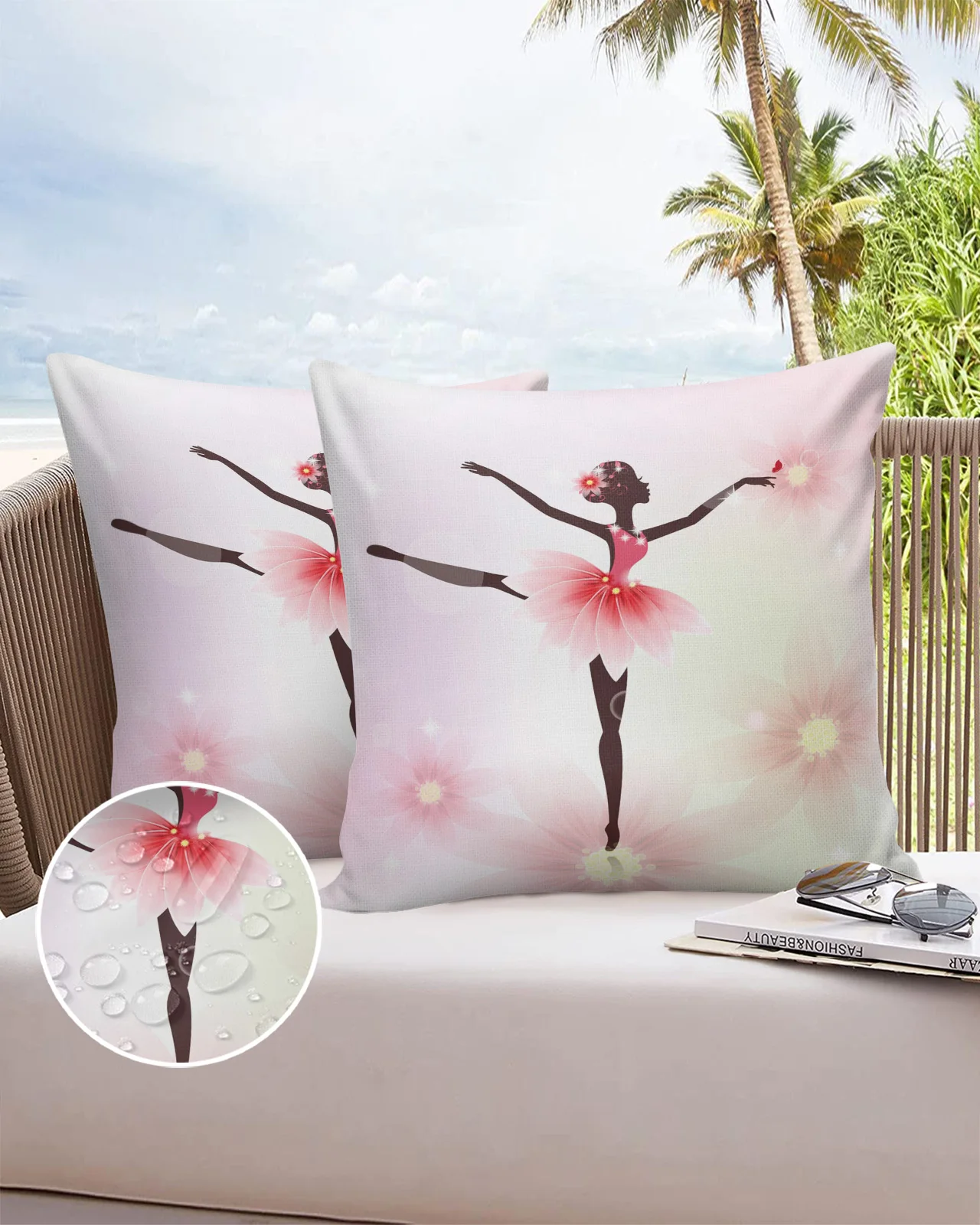 

Ballet Girl Flower Sofa Double-sided Printing Pillow Covers 30 X 50cm Waterproof Square Pillowcase for Bedroom