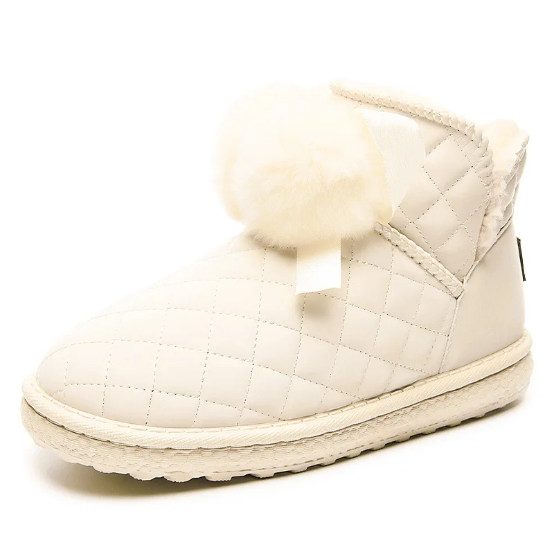 Y2k Warm Fur Women Snow Boots Cute Suede Winter Shoes Ball Boots Female Fashion Boots Non-Slip Snow Casual Comfort Flats Shoes