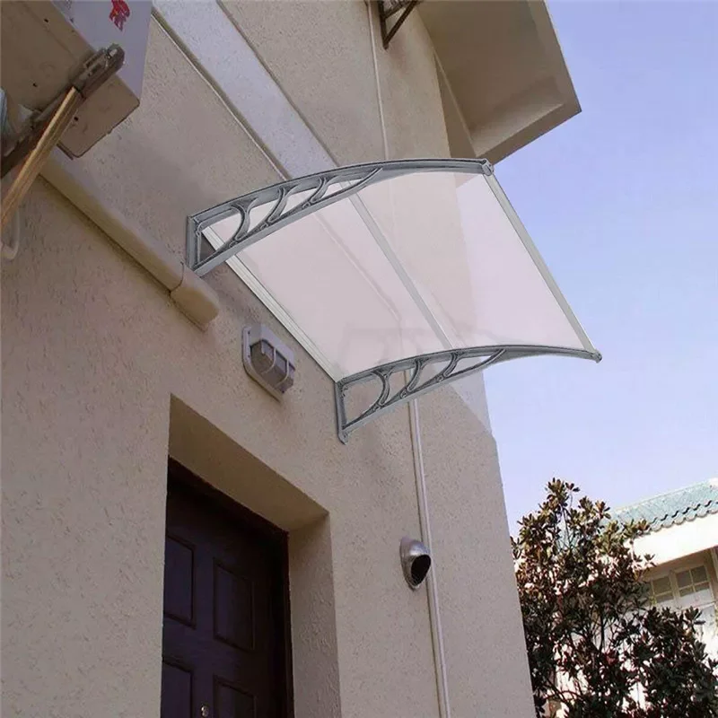 

NEW2023 100x80cm Door Window Awning Domestic Eaves Canopy Strong Durable Polycarbonate Rain Cover Front Door Sun Shelter