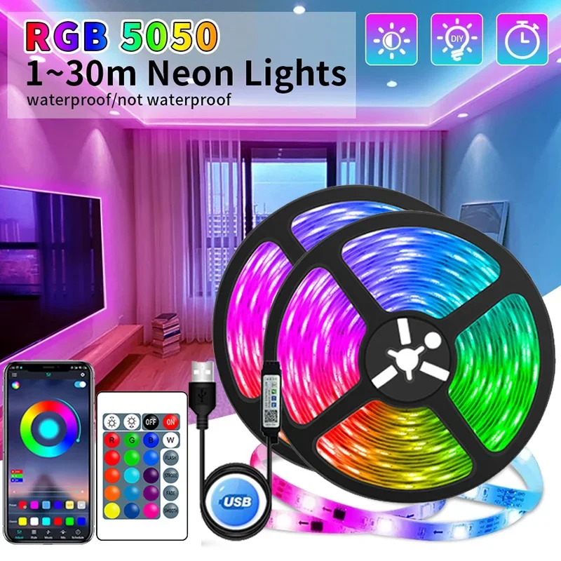 USB светодиодная лента управление через приложение изменение цвета RGB гибкая