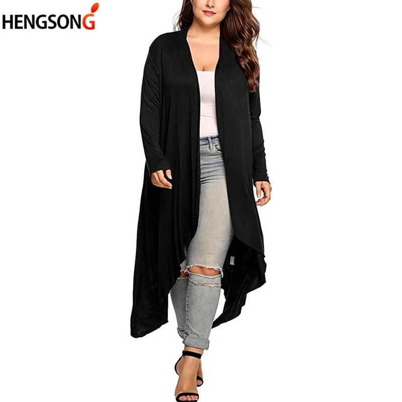 

Women's Clothing Solid Color Long Sleeve Outfits Irregular Cardigan Female Coat Spring Autumn Thin Long Jacket Large Size Coat