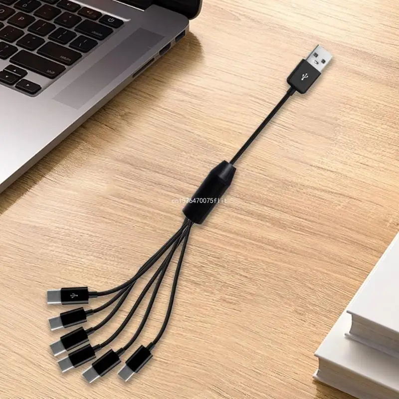 USB-кабель для зарядки от 1 до 6. Адаптер-разветвитель USB-A на Tpye-C. Кабель и передачи