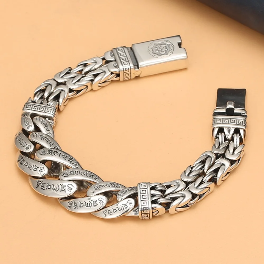 Настоящая твердая цепочка из стерлингового серебра 925 пробы мужская мантра