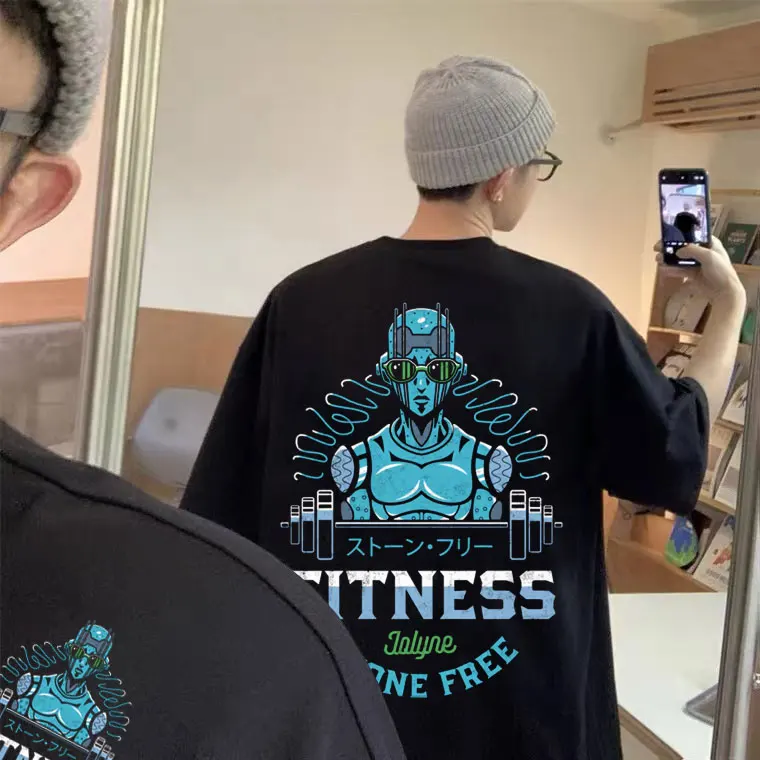 

Anime Jojo Bizarre Adventure Stone Ocean Jolyne Cujoh Fitness T Shirt Men's Oversized Streetwear Men Women Manga Cotton T-shirts